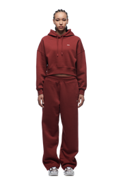 WMNS CROPPED HOODIE WINE RED