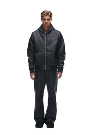 CRINKLE ZIP JACKET BLACK