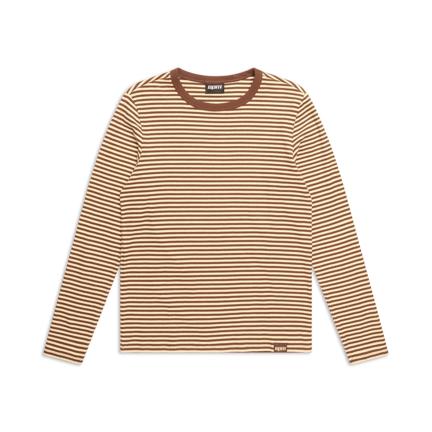 STRIPED RIBBED LS DARK HAZELNUT