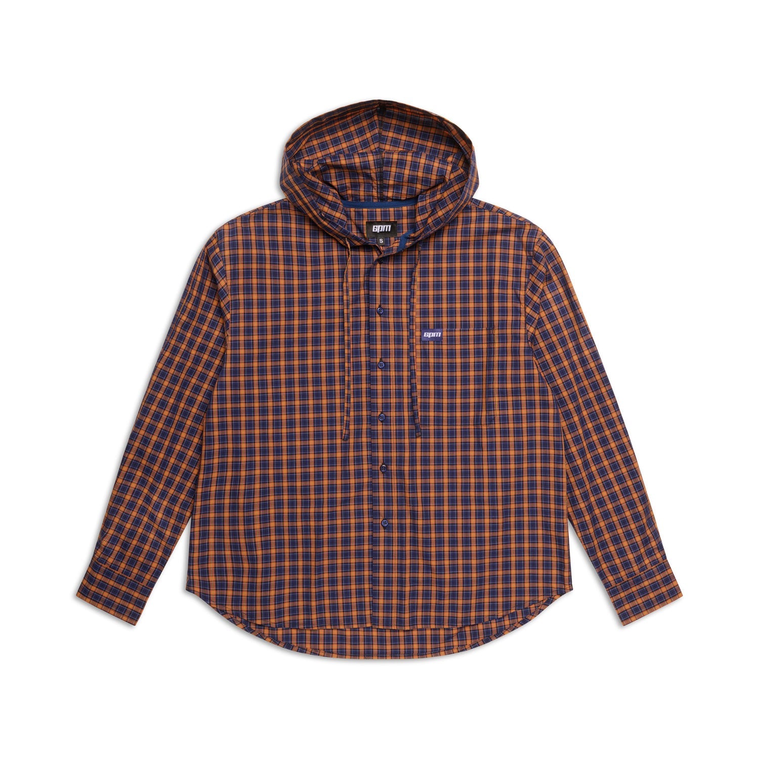 HOODED DRESS SHIRT BLUE/ORANGE/BLACK