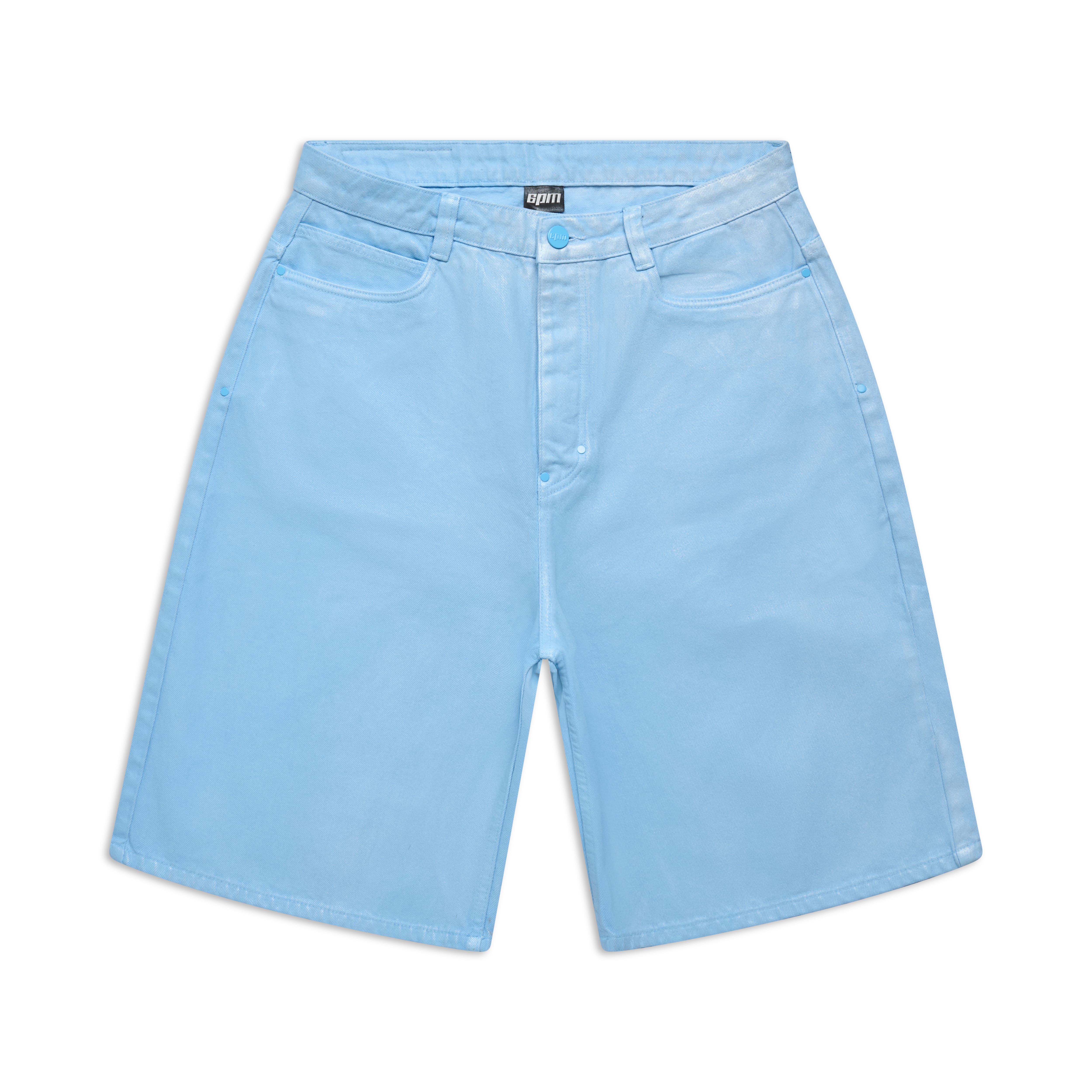 COATED DENIM SHORTS BABY BLUE